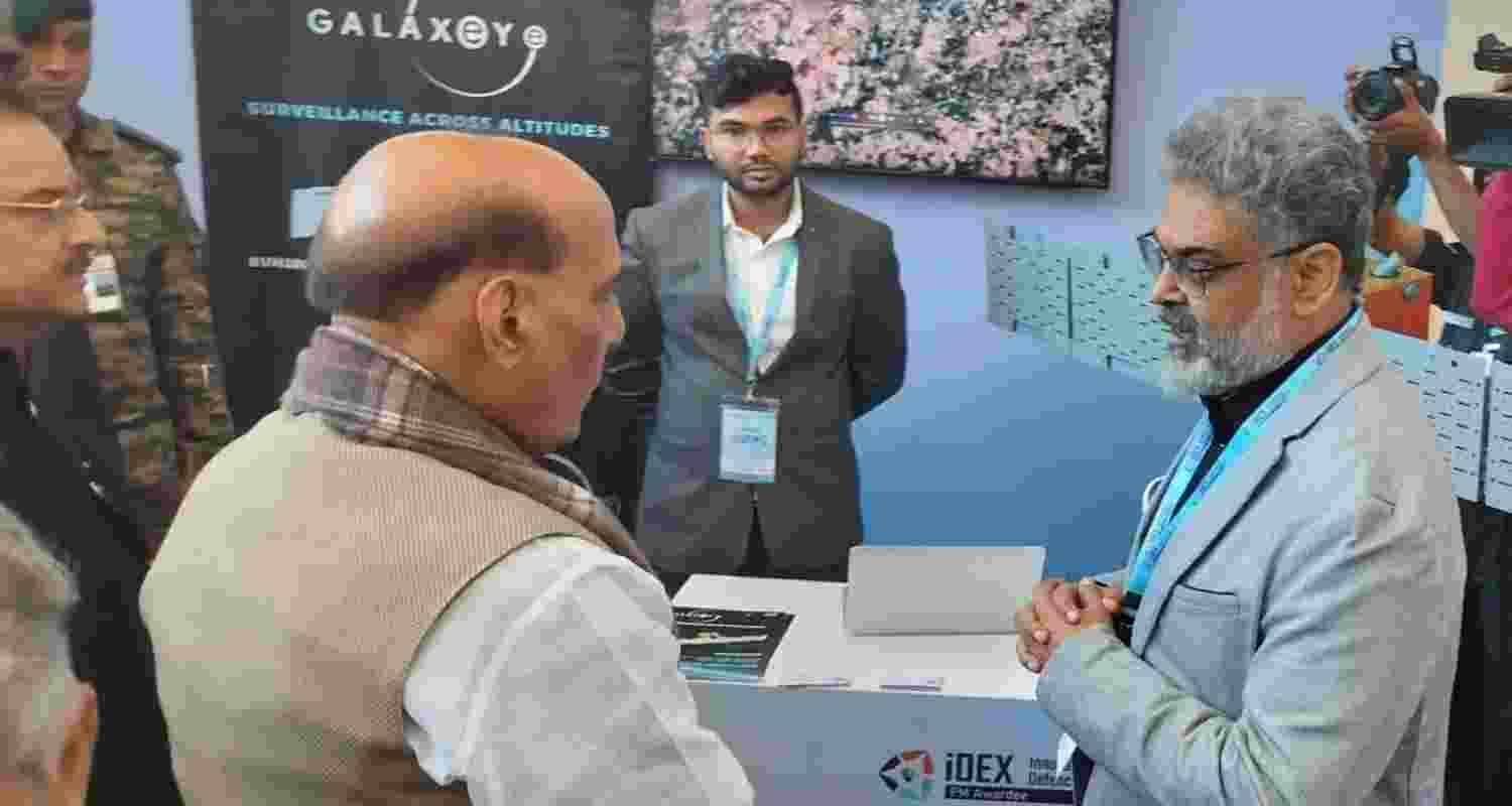 Defence Minister Rajnath Singh at DefConnect 2024. Image X. Defence Minister Rajnath Singh at DefConnect 2024. Image X.