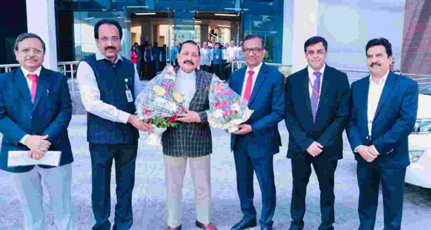 Union Minister Dr. Jitendra Singh with ISRO Chairmen S. Somnath in Ahmedabad. Image X. Union Minister Dr. Jitendra Singh with ISRO Chairmen S. Somnath in Ahmedabad. Image X.