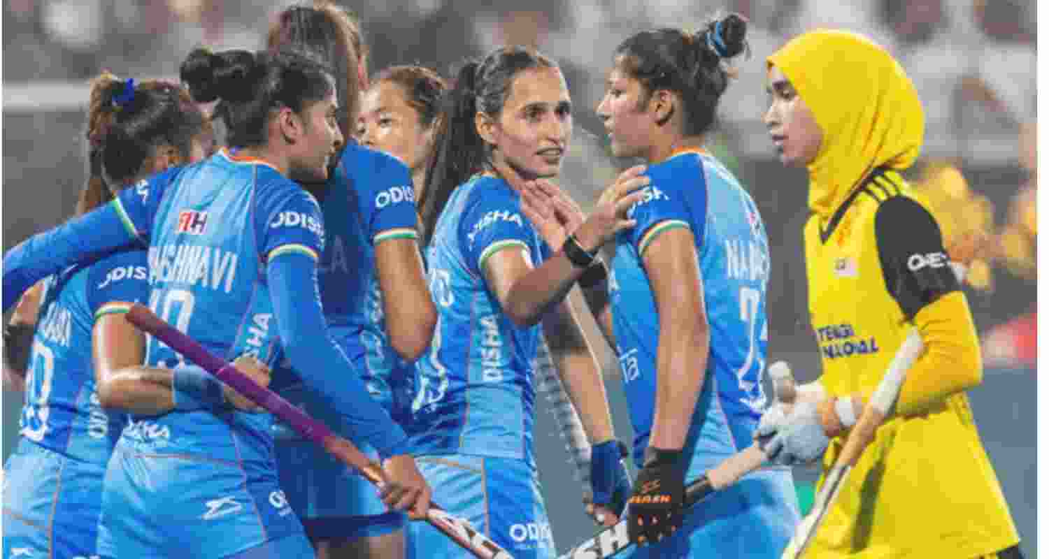 Indian team for Women's Asian Champions Trophy 2024 hockey match against Malaysia, at Rajgir, in Nalanda district, Bihar. Image: X.   Indian team for Women's Asian Champions Trophy 2024 hockey match against Malaysia, at Rajgir, in Nalanda district, Bihar. Image: X.