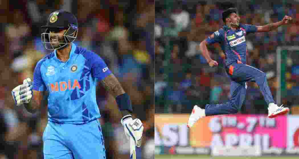 (L-R) India vs Bangladesh T201 captain Suryakumar Yadav and pacer Mayank Yadav.  (L-R) India vs Bangladesh T201 captain Suryakumar Yadav and pacer Mayank Yadav.