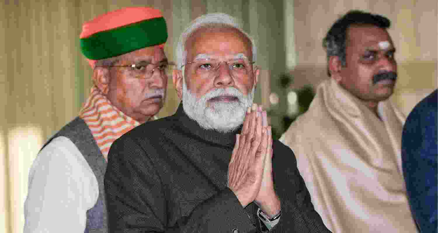 Prime Minister Narendra Modi arrives for NDA Parliamentary Party meeting, at Parliament premises in New Delhi, Tuesday. Prime Minister Narendra Modi arrives for NDA Parliamentary Party meeting, at Parliament premises in New Delhi, Tuesday.