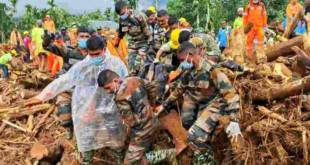 Rescue operation underway after landslides triggered by rain, in Wayanad district, Kerala.  Rescue operation underway after landslides triggered by rain, in Wayanad district, Kerala.