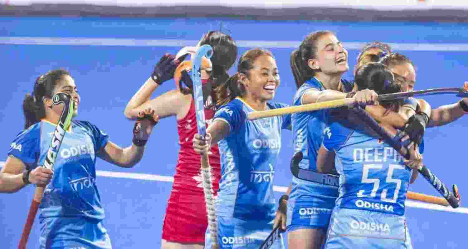 India defeat Japan 3-0 in group league match of Women's Asian Champions Trophy in Rajgir, Bihar. Image: Hockey India.  India defeat Japan 3-0 in group league match of Women's Asian Champions Trophy in Rajgir, Bihar. Image: Hockey India.