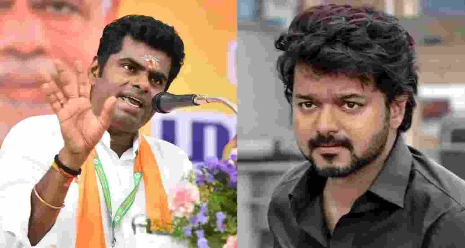 Tamil Nadu BJP leader K Annamalai (left) and actor-politician Vijay. Tamil Nadu BJP leader K Annamalai (left) and actor-politician Vijay.