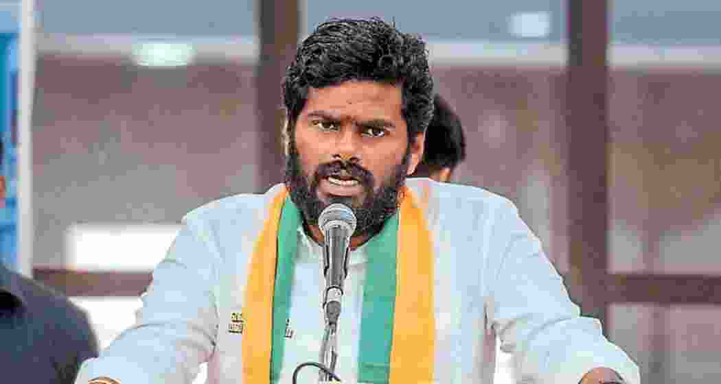 A file phot of former BJP Tamil Nadu chief K Annamalai addressing a gathering. A file phot of former BJP Tamil Nadu chief K Annamalai addressing a gathering.