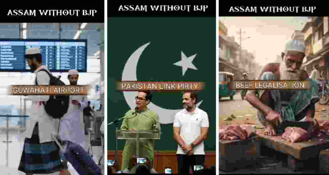 Screengrabs from the AI-generated video released by Assam BJP. Screengrabs from the AI-generated video released by Assam BJP.