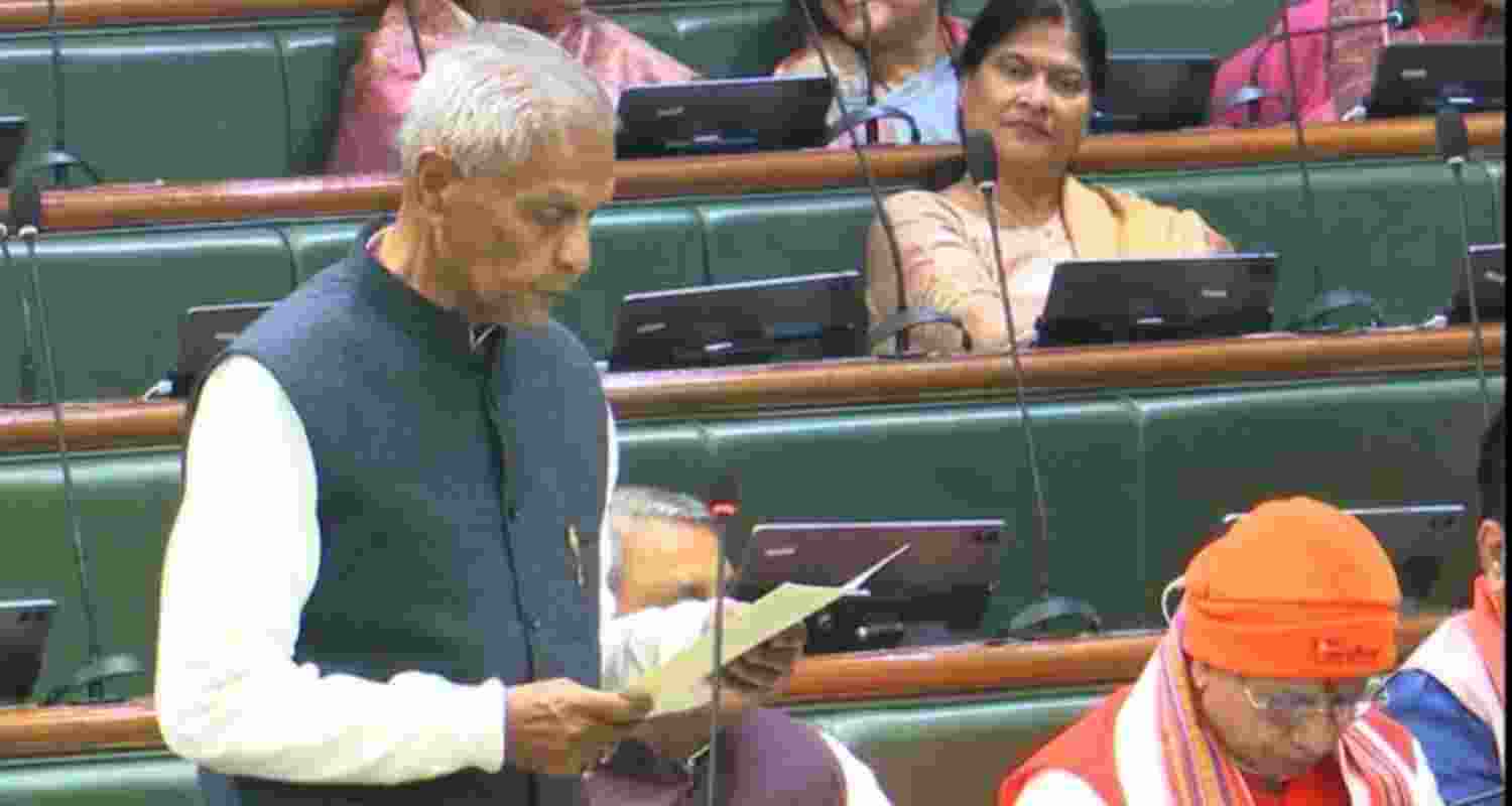 Bihar Finance Minister Bijendra Yadav presents budget in the state assembly on Tuesday. Bihar Finance Minister Bijendra Yadav presents budget in the state assembly on Tuesday.