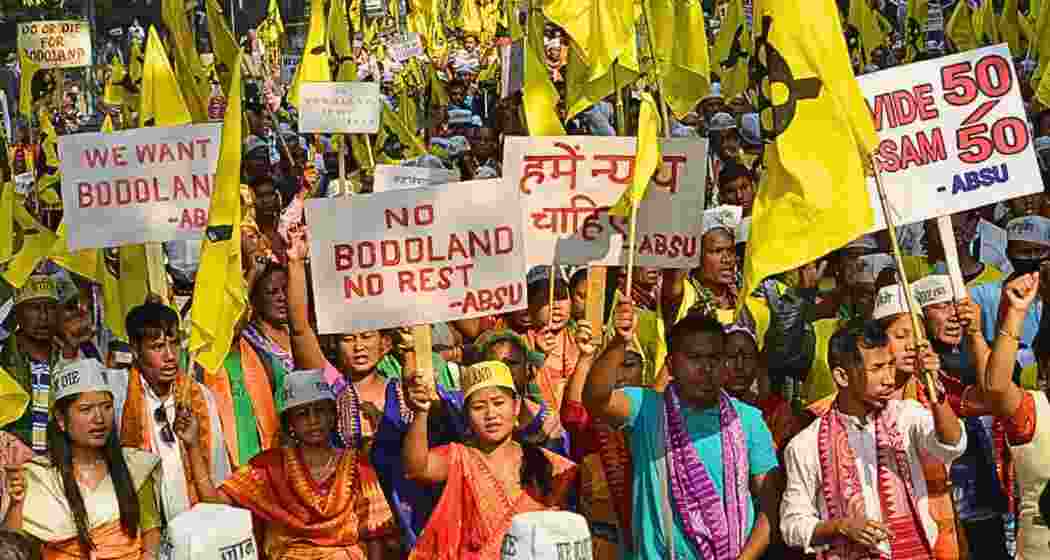 Bodo activists demonsatrating at Jantar Mantar, New Delhi, demanding a separate Bodoland state, a Bodo Regiment in the Indian Army, and greater recognition of their cultural and social rights. Bodo activists demonsatrating at Jantar Mantar, New Delhi, demanding a separate Bodoland state, a Bodo Regiment in the Indian Army, and greater recognition of their cultural and social rights.