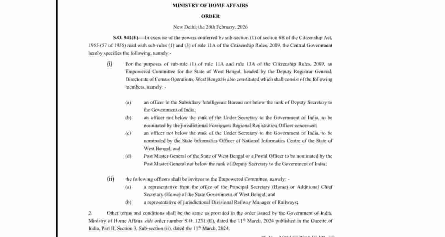 Centre forms empowered committee in West Bengal to process CAA citizenship applications ahead of 2026 Assembly polls, sparking political debate. Centre forms empowered committee in West Bengal to process CAA citizenship applications ahead of 2026 Assembly polls, sparking political debate.