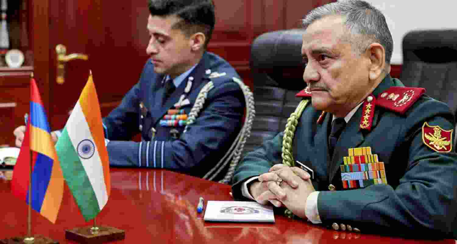 CDS Gen Anil Chauhan met Armenian Defence Minister Suren Papkyan to boost bilateral defence ties and discuss key security issues during a four-day visit. CDS Gen Anil Chauhan met Armenian Defence Minister Suren Papkyan to boost bilateral defence ties and discuss key security issues during a four-day visit.