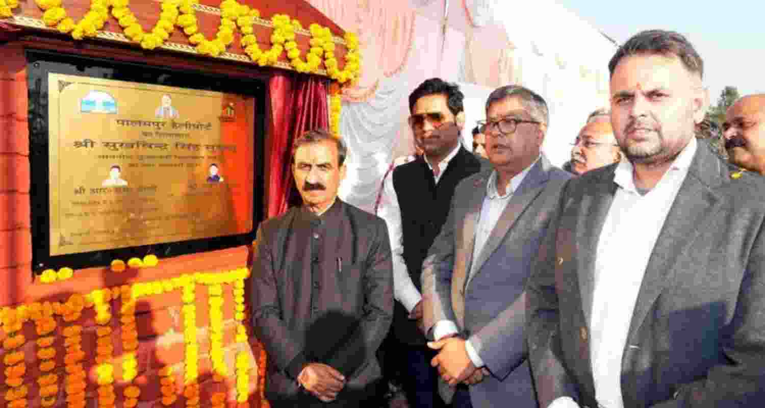 Chief Minister Sukhvinder Singh Sukhu lays the foundation stone of Palampur heliport. Chief Minister Sukhvinder Singh Sukhu lays the foundation stone of Palampur heliport.