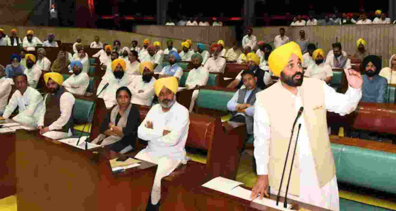 Punjab Chief Minister Bhagwant Mann during assembly session. Punjab Chief Minister Bhagwant Mann during assembly session.