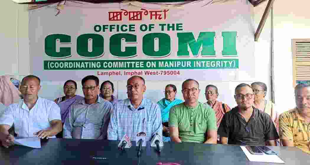 Members of the Coordinating Committee on Manipur Integrity (COCOMI) address a press conference in Imphal, outlining their response to recent claims by Kuki groups on Manipur’s hill areas. Members of the Coordinating Committee on Manipur Integrity (COCOMI) address a press conference in Imphal, outlining their response to recent claims by Kuki groups on Manipur’s hill areas.
