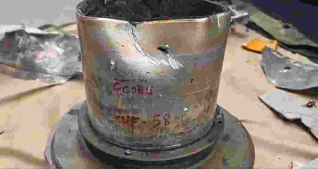 Missile debris recovered from Srinagar’s Dal Lake, following overnight cross-border shelling. The site was cordoned off for analysis as security forces investigate the origins of the recovered object. Missile debris recovered from Srinagar’s Dal Lake, following overnight cross-border shelling. The site was cordoned off for analysis as security forces investigate the origins of the recovered object.