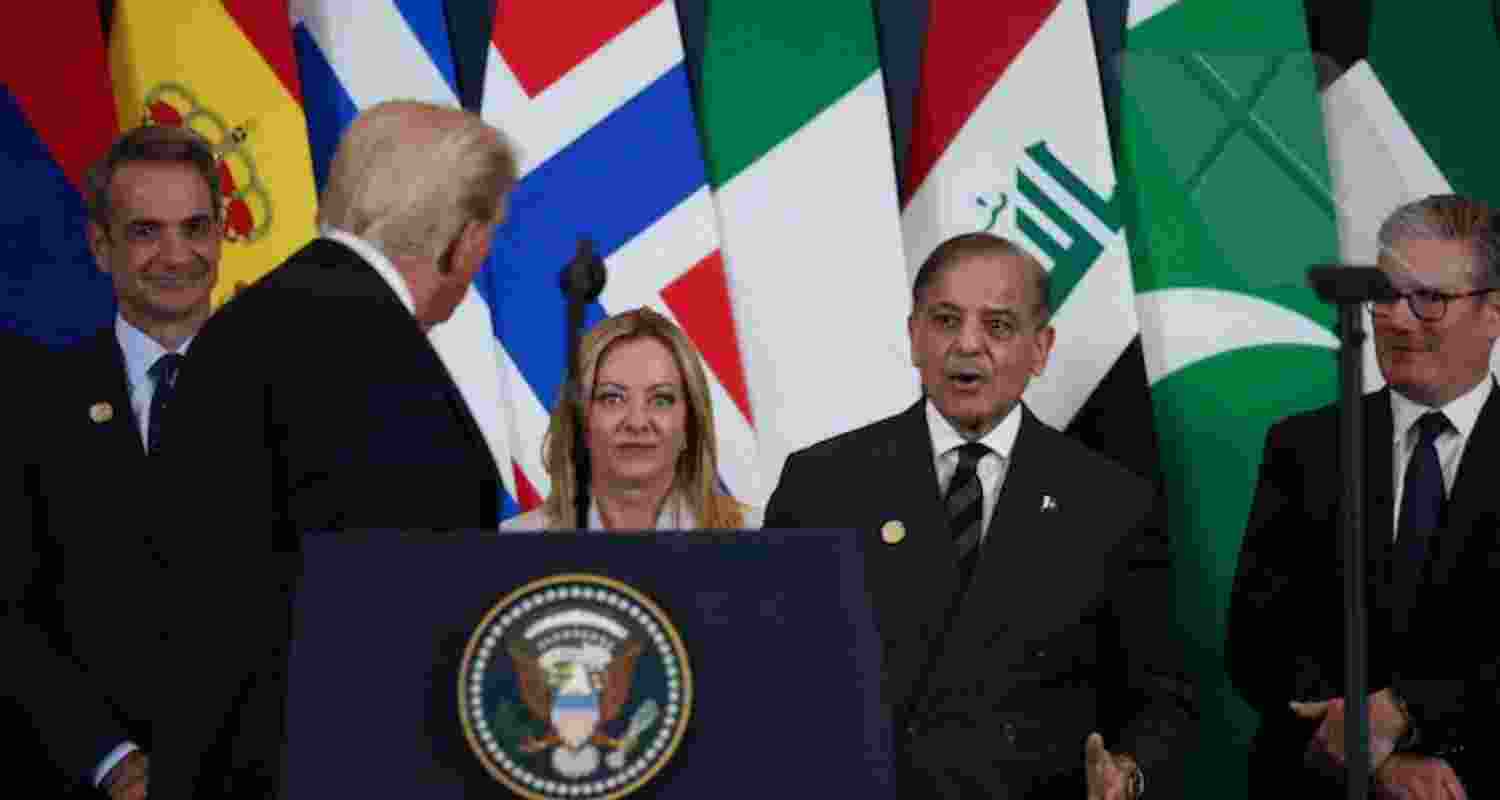 Donald Trump and Shehbaz Sharif at world leaders' summit on ending the Gaza war. Donald Trump and Shehbaz Sharif at world leaders' summit on ending the Gaza war.