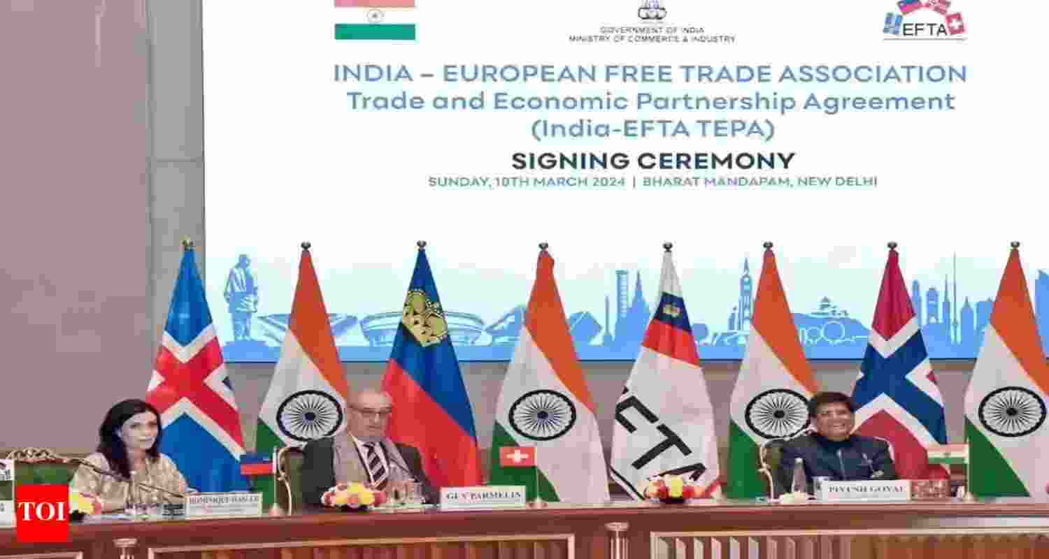 India-EFTA TEPA to come into effect from Oct 1, says Piyush Goyal India-EFTA TEPA to come into effect from Oct 1, says Piyush Goyal