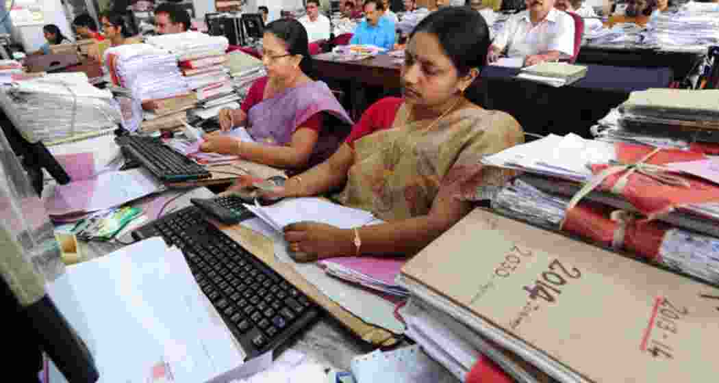 A scene from a government office in India. A scene from a government office in India.
