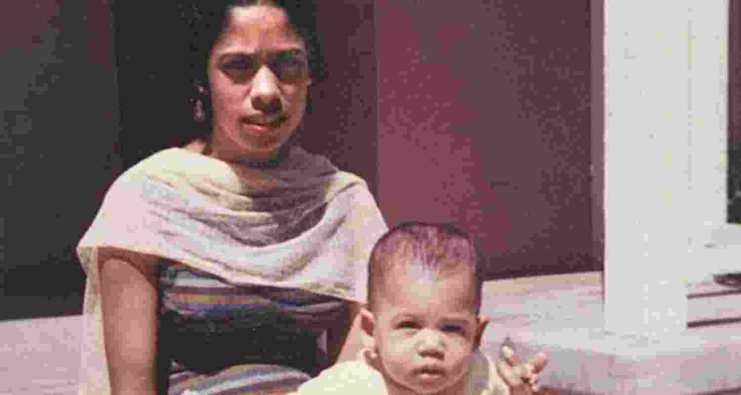 Young Kamala Harris with her mother. Image: X Young Kamala Harris with her mother. Image: X