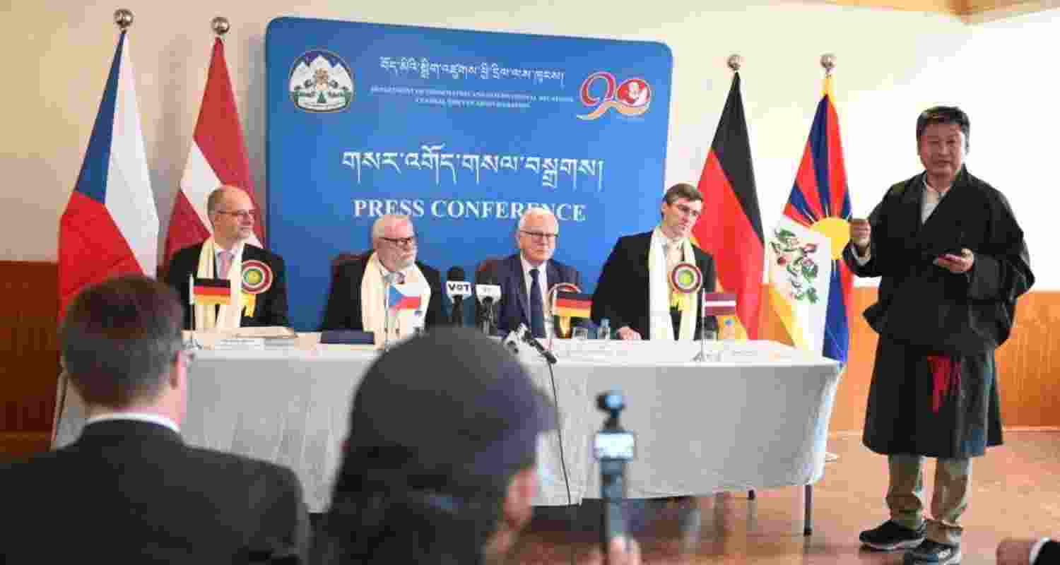 International delegates address a press conference on the 67th Tibetan National Uprising Day, expressing support for Tibet. Photo Tenzin PhendeCTA. International delegates address a press conference on the 67th Tibetan National Uprising Day, expressing support for Tibet. Photo Tenzin PhendeCTA.