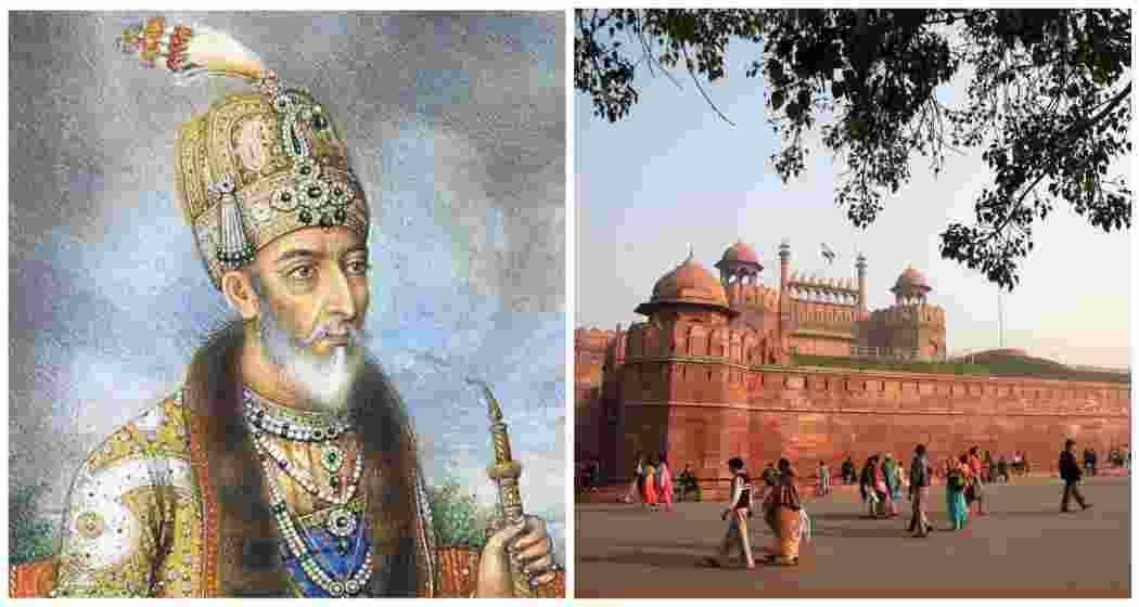 A 19th-century portrait of Bahadur Shah Zafar-II (L), the last Mughal emperor. The iconic Red Fort (R), once the royal residence, now a symbol of India's history and heritage. A 19th-century portrait of Bahadur Shah Zafar-II (L), the last Mughal emperor. The iconic Red Fort (R), once the royal residence, now a symbol of India's history and heritage.