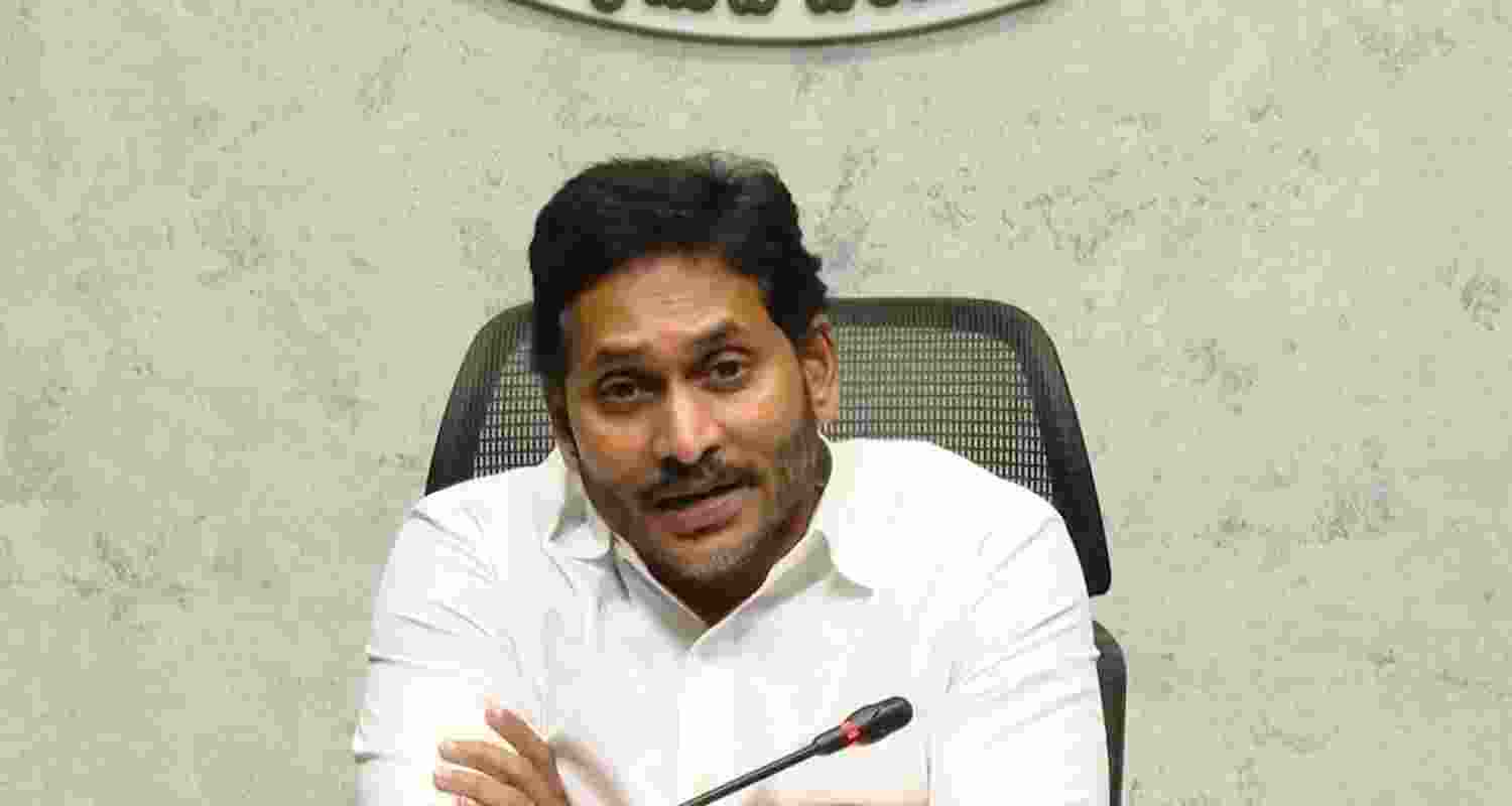 Andhra pradesh CM Jagan mohan Reddy addressing a press conference. Andhra pradesh CM Jagan mohan Reddy addressing a press conference.