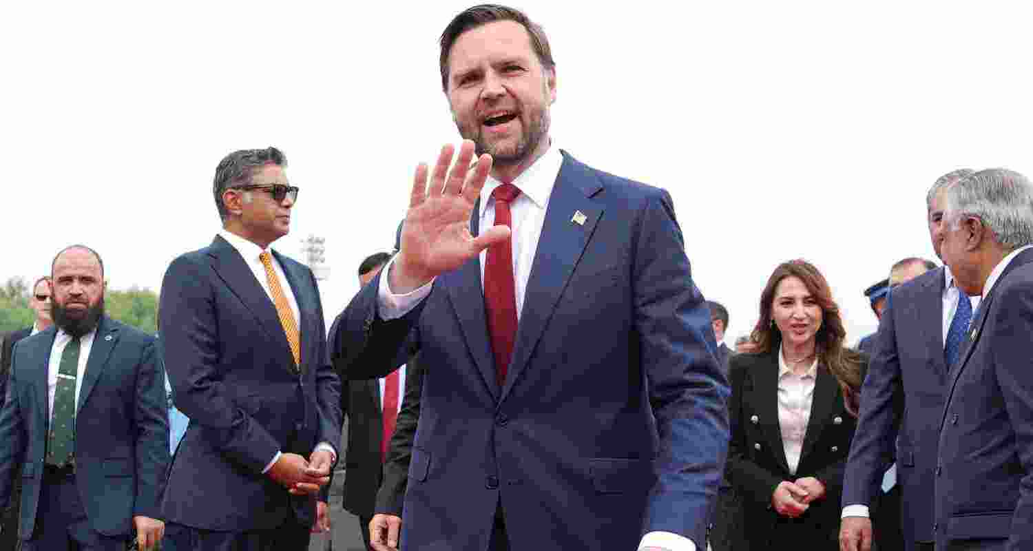 US Vice President JD Vance, center, waves after arriving for talks with Iranian officials in Islamabad, Pakistan, Saturday, April 11, 2026. US Vice President JD Vance, center, waves after arriving for talks with Iranian officials in Islamabad, Pakistan, Saturday, April 11, 2026.