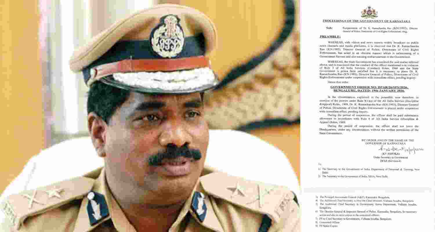 Karnataka DGP-CRE Ramachandra Rao suspended Karnataka DGP-CRE Ramachandra Rao suspended