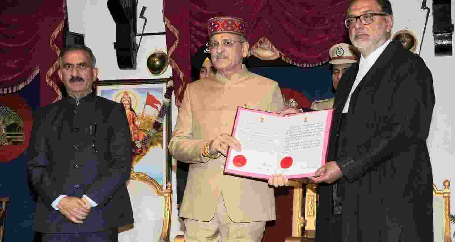 Kavinder Gupta takes oath as the Governor of Himachal Pradesh during a ceremony at Lok Bhavan in Shimla on Tuesday. Kavinder Gupta takes oath as the Governor of Himachal Pradesh during a ceremony at Lok Bhavan in Shimla on Tuesday.