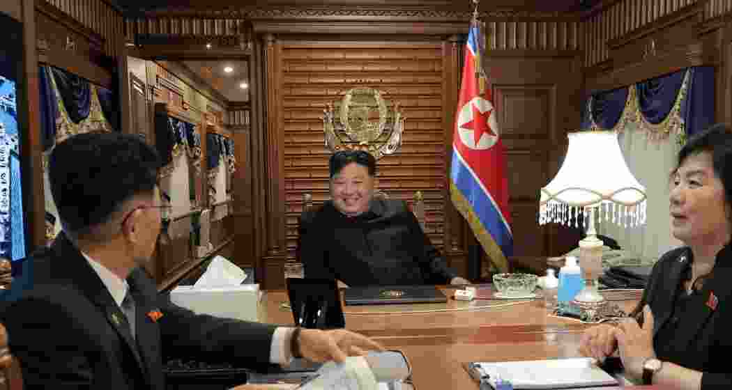 North Korean leader Kim Jong Un, center, leaves Pyongyang, North Korea by train Monday, September 1, heading to Beijing. North Korean leader Kim Jong Un, center, leaves Pyongyang, North Korea by train Monday, September 1, heading to Beijing.