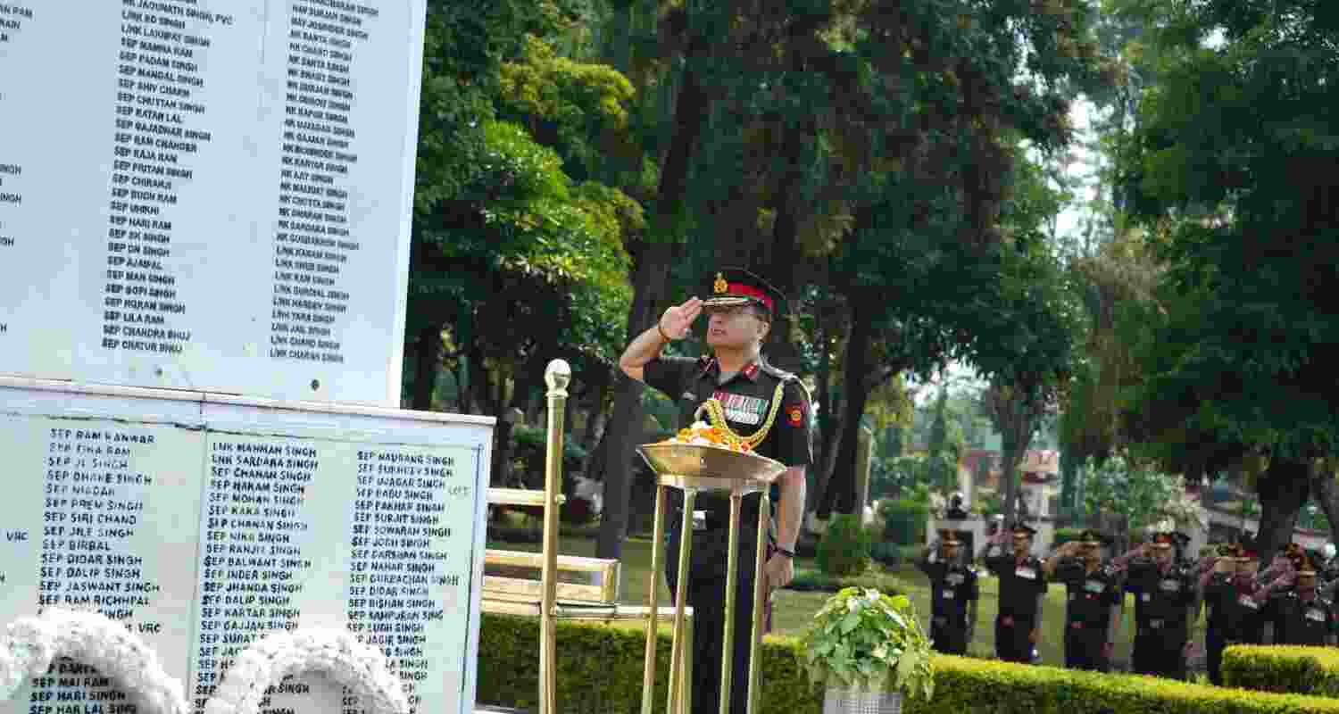Lt Gen Mohit Wadhwa at the Veer Smriti War Memorial in Chandimandir on Monday. Lt Gen Mohit Wadhwa at the Veer Smriti War Memorial in Chandimandir on Monday.