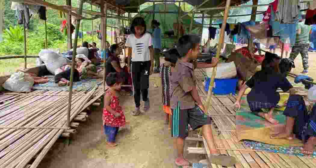 Myanmar refugees in a shelter home in Mizoram. Myanmar refugees in a shelter home in Mizoram.
