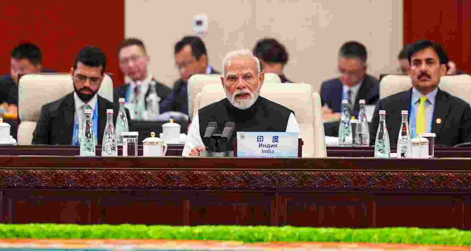 Prime Minister Narendra Modi delivers India's statement at the Shanghai Cooperation Council (SCO) Members Session in Tianjin, China. Prime Minister Narendra Modi delivers India's statement at the Shanghai Cooperation Council (SCO) Members Session in Tianjin, China.