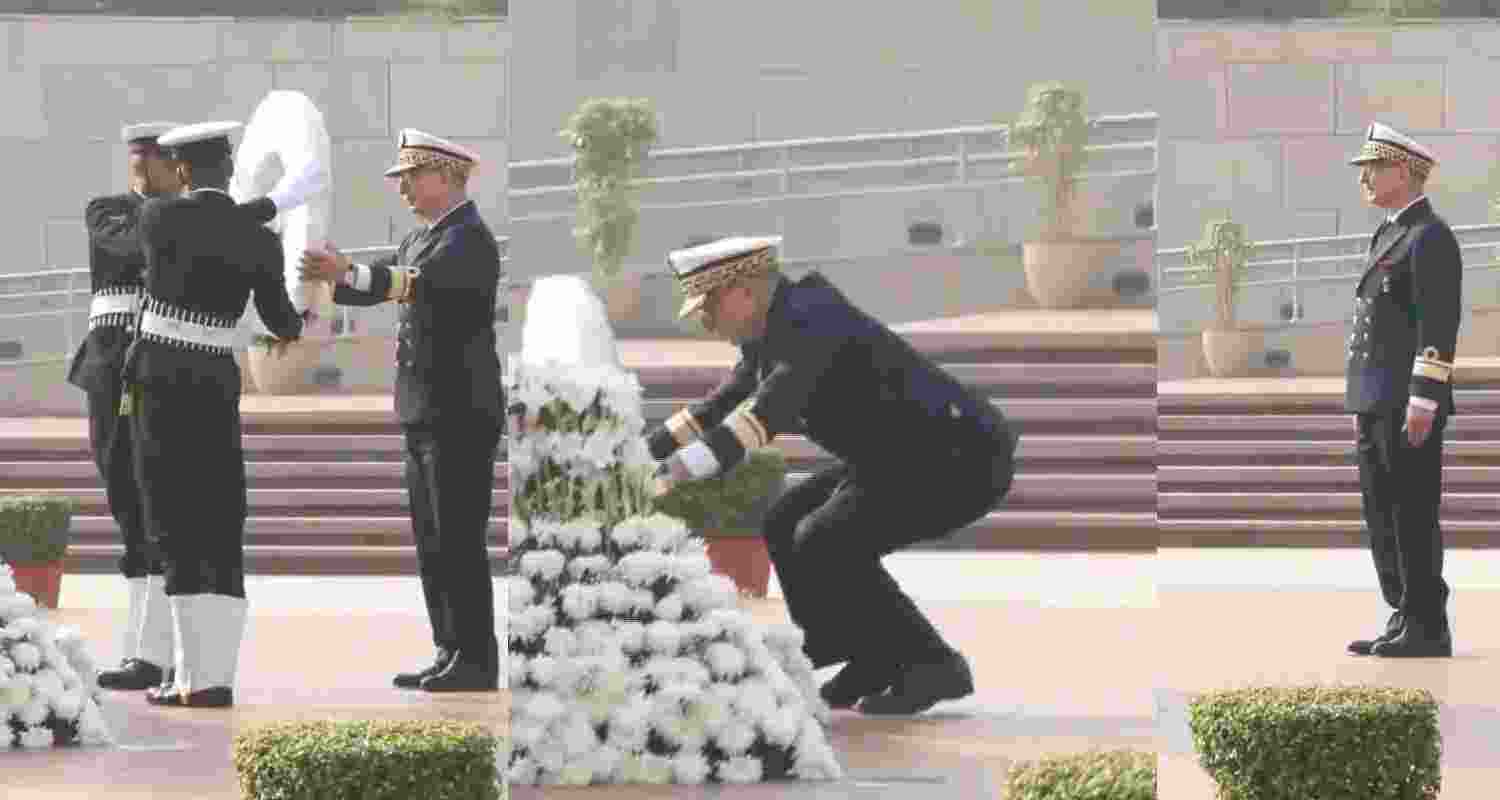 Moroccan Navy Inspector Rear Adm. Mohamed Tahin pays tribute at India’s National War Memorial. Moroccan Navy Inspector Rear Adm. Mohamed Tahin pays tribute at India’s National War Memorial.