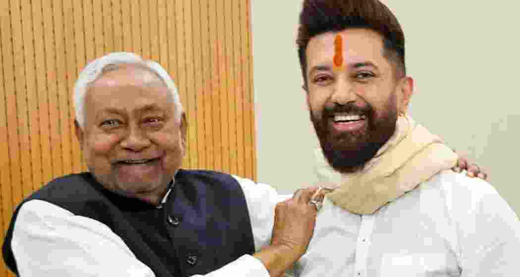 CM Nitish Kumar with Lok Janshakti Party (Ram Vilas) leader, Chirag Paswan at the former’s residence in Patna on Saturday. CM Nitish Kumar with Lok Janshakti Party (Ram Vilas) leader, Chirag Paswan at the former’s residence in Patna on Saturday.