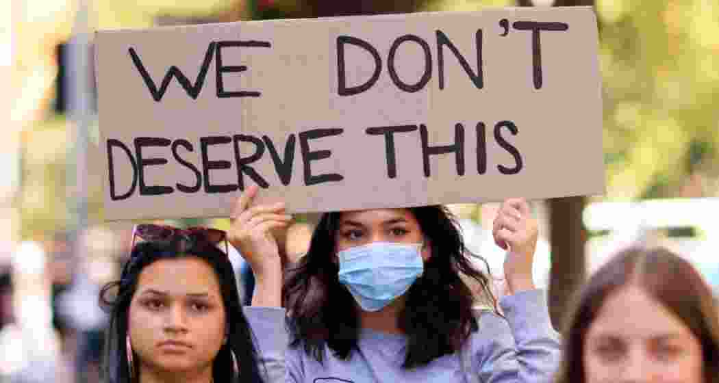 Protesters take to the streets of New York, USA, to rally against rape culture. Protesters take to the streets of New York, USA, to rally against rape culture.
