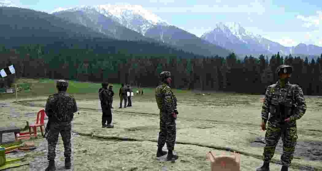 Security personnel conduct search operations on April 23, 2025, in Pahalgam’s Baisaran area, a day after 26 tourists were killed and several others injured in a terror attack. Security personnel conduct search operations on April 23, 2025, in Pahalgam’s Baisaran area, a day after 26 tourists were killed and several others injured in a terror attack.