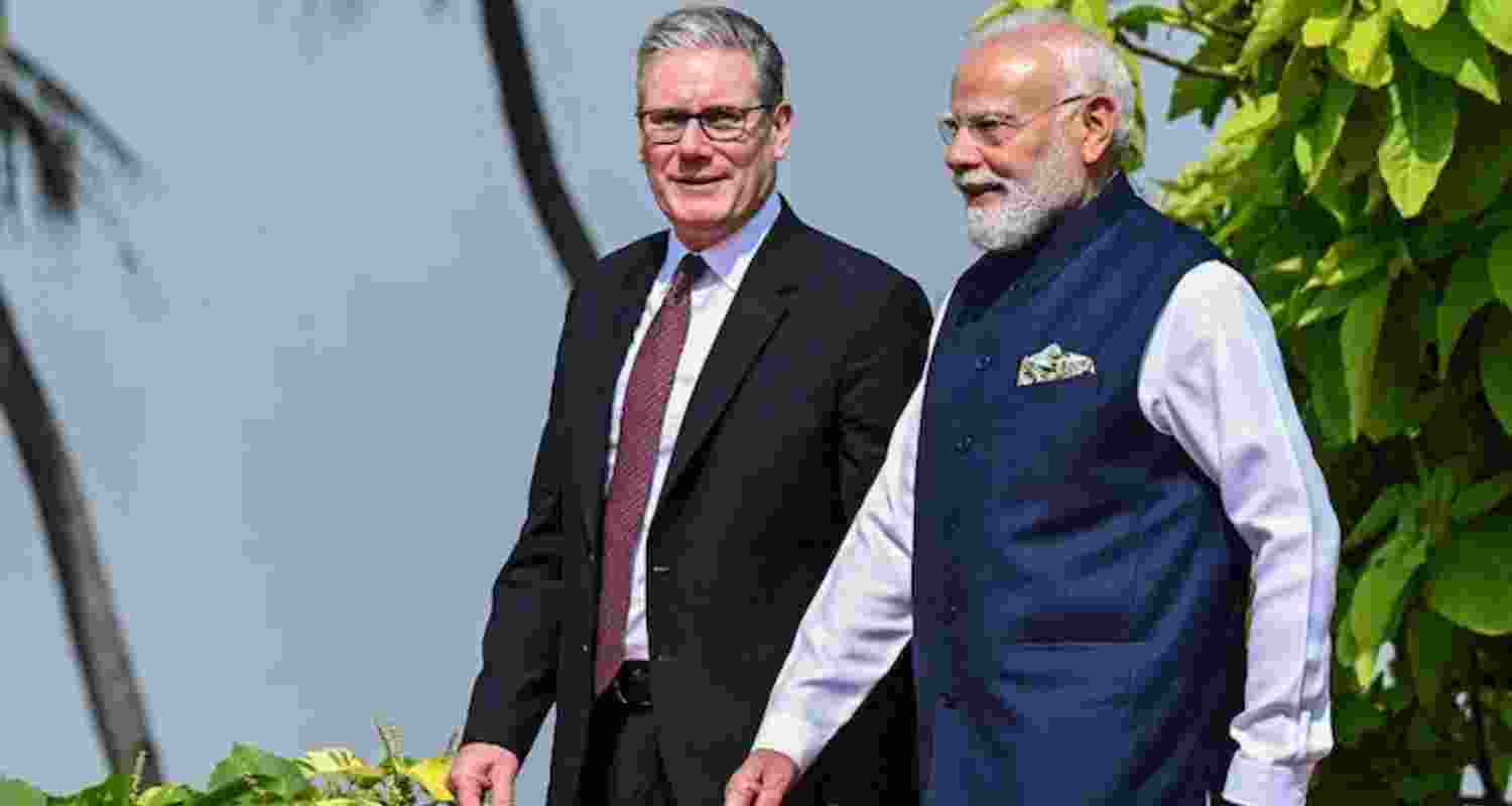 Britain's Prime Minister Keir Starmer (L) and Narendra Modi. Britain's Prime Minister Keir Starmer (L) and Narendra Modi.
