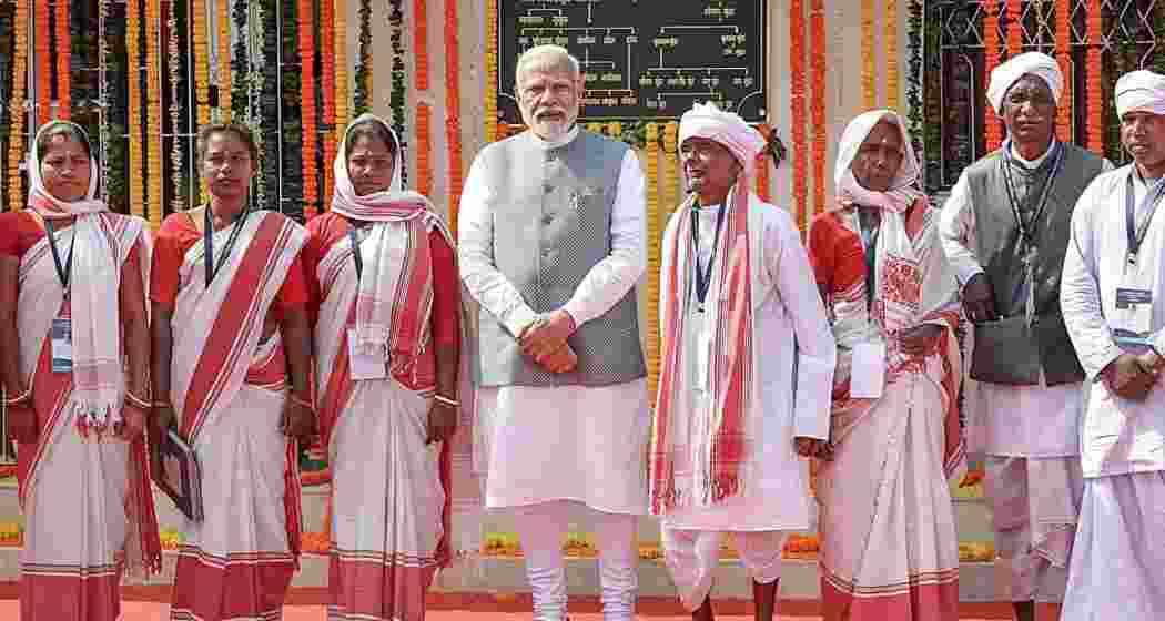 Prime Minister Narendra Modi during a visit to Ulihatu, the birth place of freedom fighter Birsa Munda, in Khunti district, Wednesday, Nov. 15, 2023. Prime Minister Narendra Modi during a visit to Ulihatu, the birth place of freedom fighter Birsa Munda, in Khunti district, Wednesday, Nov. 15, 2023.
