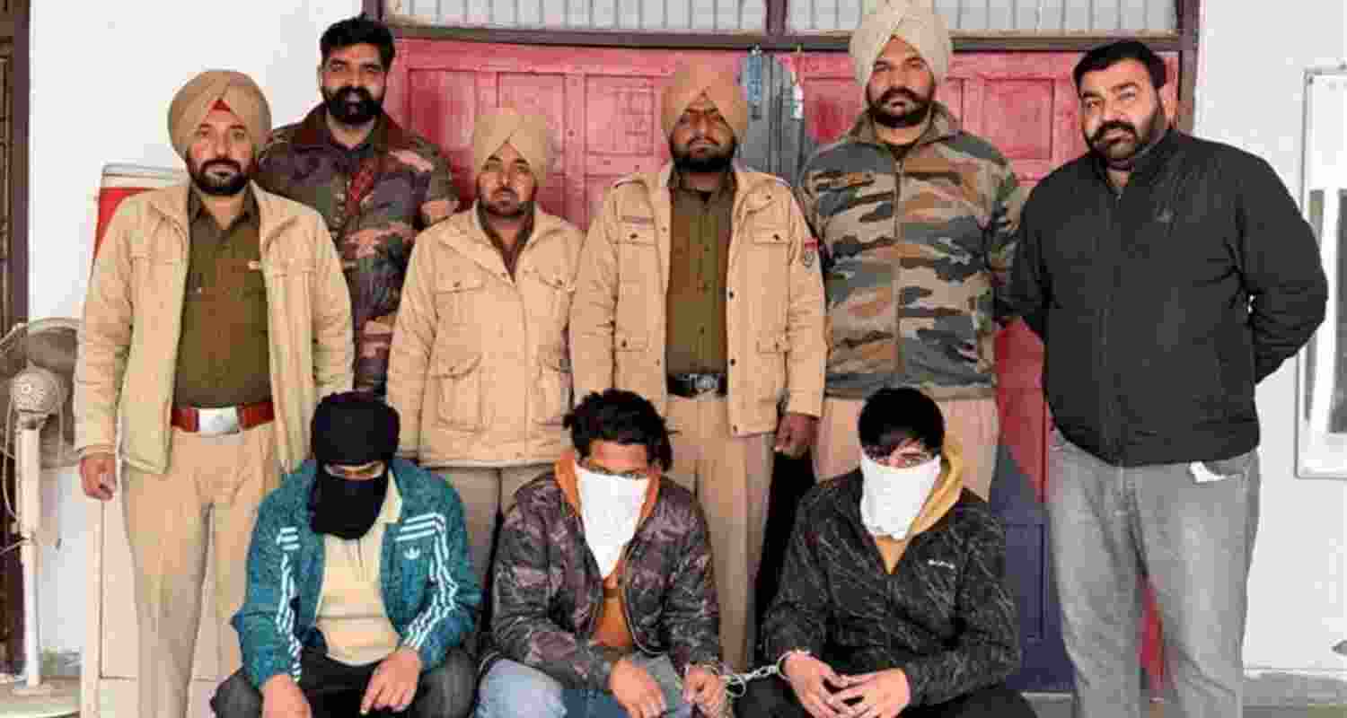 Police arrested three alleged gang members in Bathinda. Police arrested three alleged gang members in Bathinda.