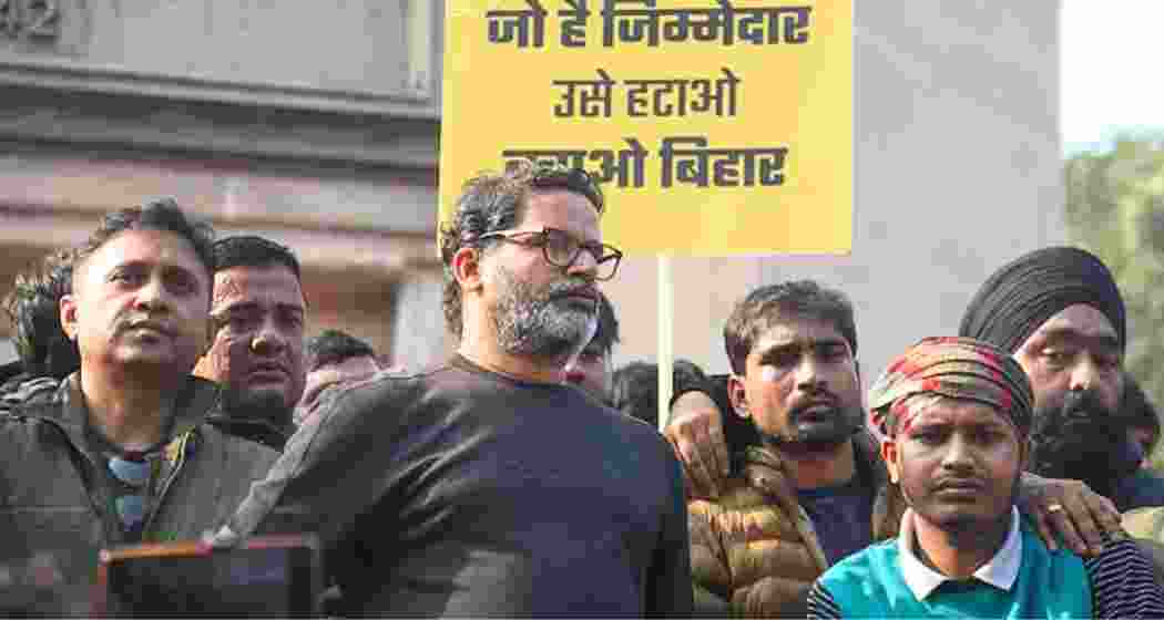 Jan Suraaj chief Prashant Kishor during a protest of aspirants over the alleged paper leak in the 70th Integrated Combined Competitive Examination (CCE) 2024, conducted by Bihar Public Service Commission (BPSC), in Patna. Jan Suraaj chief Prashant Kishor during a protest of aspirants over the alleged paper leak in the 70th Integrated Combined Competitive Examination (CCE) 2024, conducted by Bihar Public Service Commission (BPSC), in Patna.