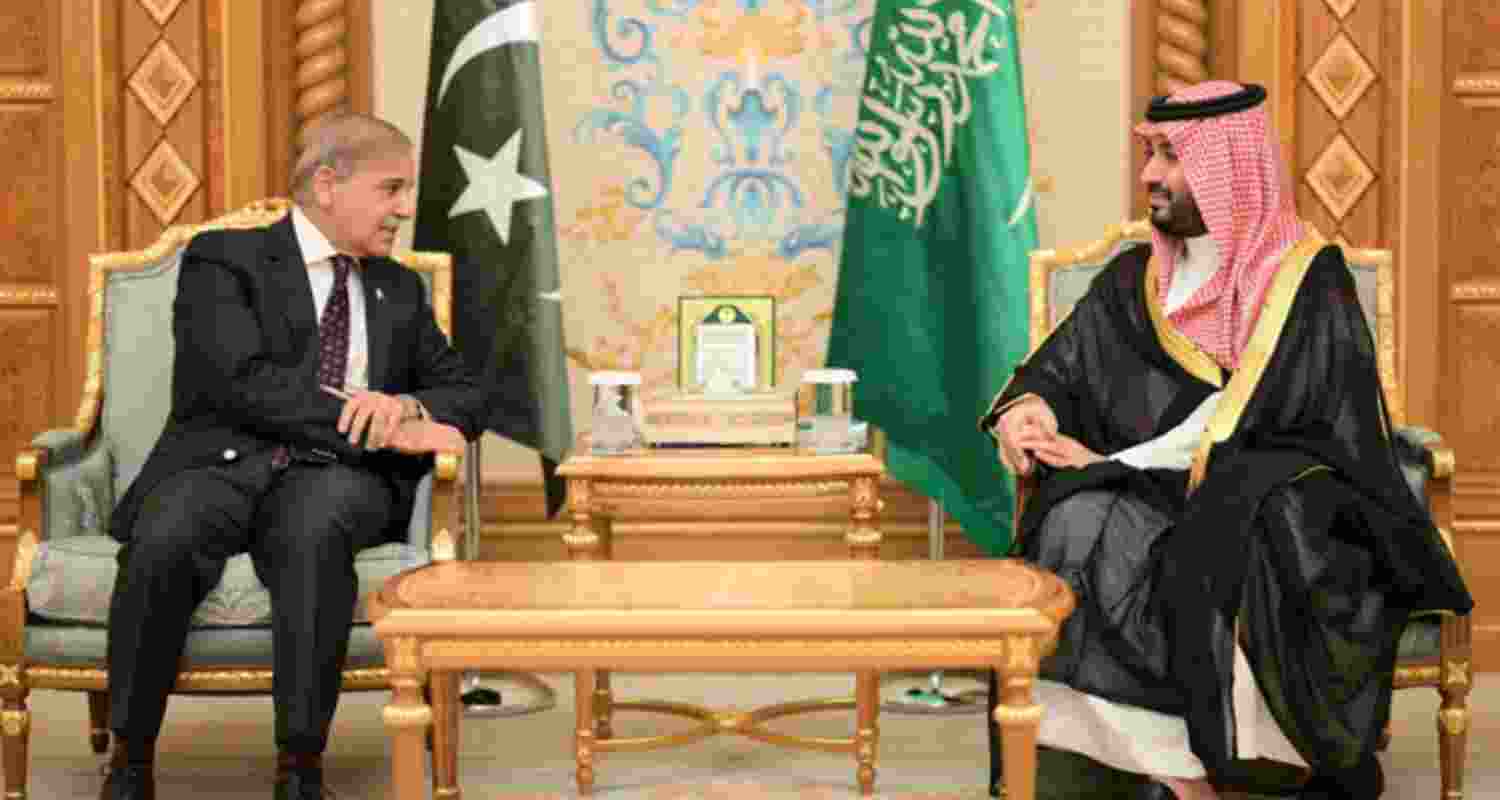 A file photo of Pakistan Prime Minister Shehbaz Sharif meeting Saudi Crown Prince Mohammad bin Salman. A file photo of Pakistan Prime Minister Shehbaz Sharif meeting Saudi Crown Prince Mohammad bin Salman.