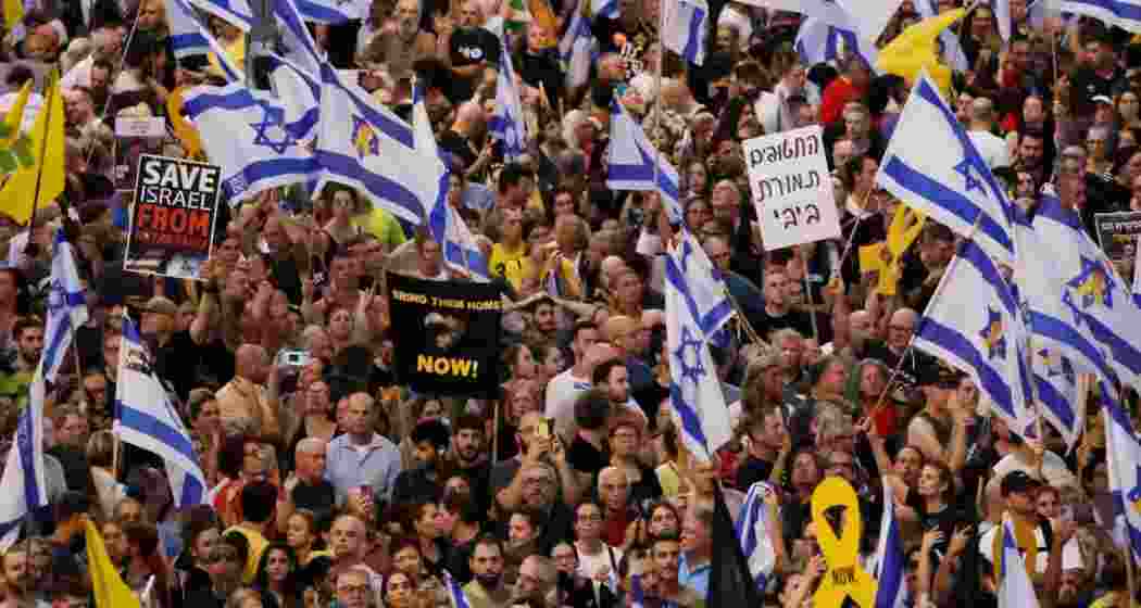 Rally in Tel Aviv calling for ceasefire, return of hostages. Rally in Tel Aviv calling for ceasefire, return of hostages.