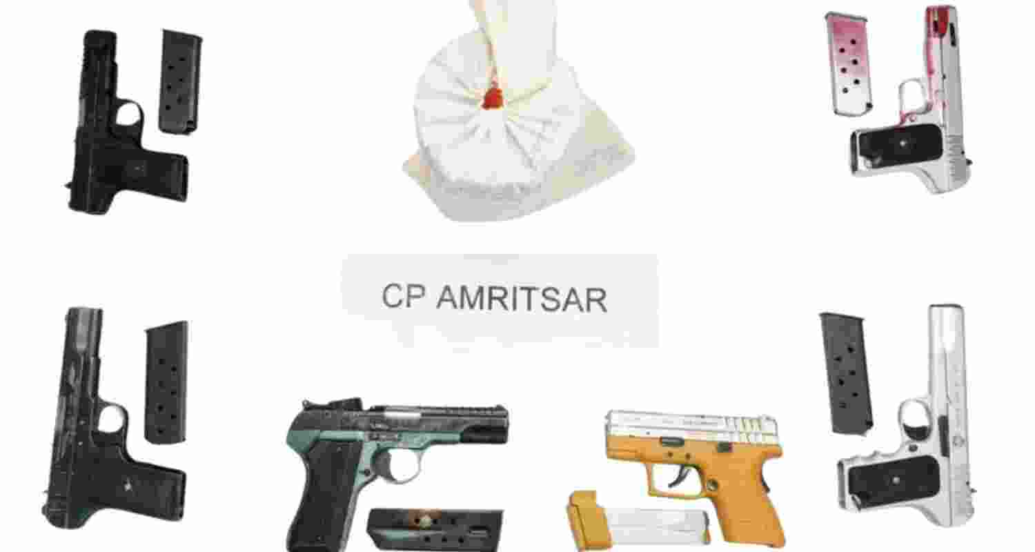 Punjab Police arrest five, seize six pistols and 1.1 kg heroin, busting a Pakistan-linked arms and narcotics network operated via social media and drones. Punjab Police arrest five, seize six pistols and 1.1 kg heroin, busting a Pakistan-linked arms and narcotics network operated via social media and drones.