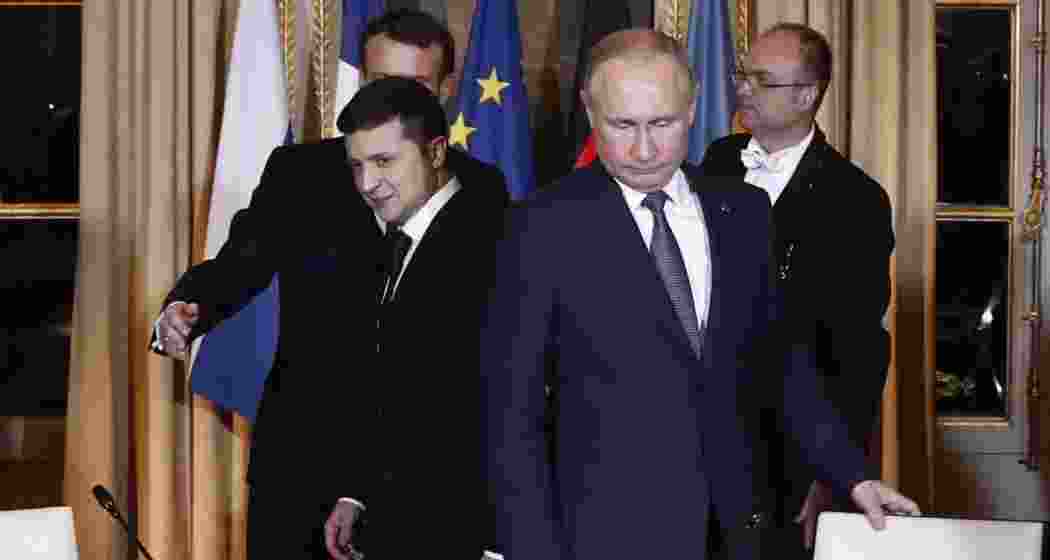 Russian President Vladimir Putin and Ukrainian President Volodymyr Zelenskyy have had only one meeting, during talks in Paris in 2019. Russian President Vladimir Putin and Ukrainian President Volodymyr Zelenskyy have had only one meeting, during talks in Paris in 2019.