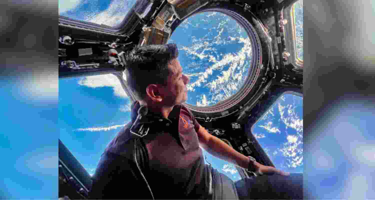 Shubhanshu Shukla looks down towards Earth from the iconic cupola of ISS. Shubhanshu Shukla looks down towards Earth from the iconic cupola of ISS.