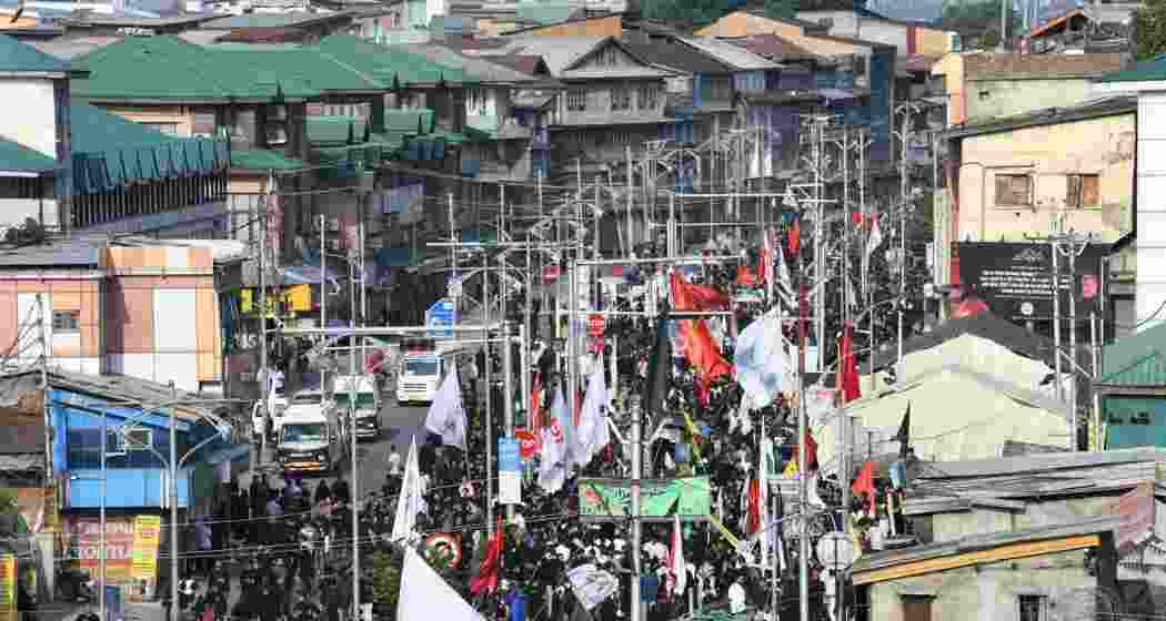 Mourners participate in the 8th Muharram procession in Srinagar on Thursday. Mourners participate in the 8th Muharram procession in Srinagar on Thursday.