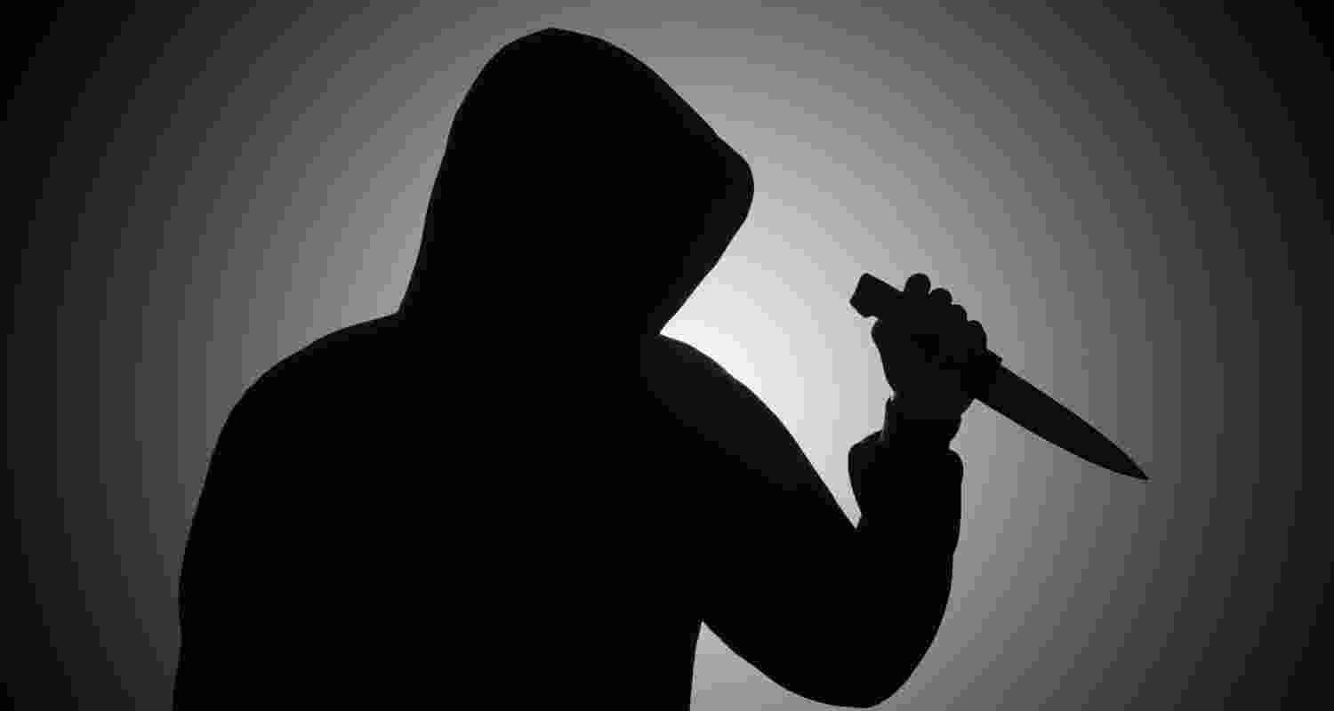 Man holding knife. Man holding knife.