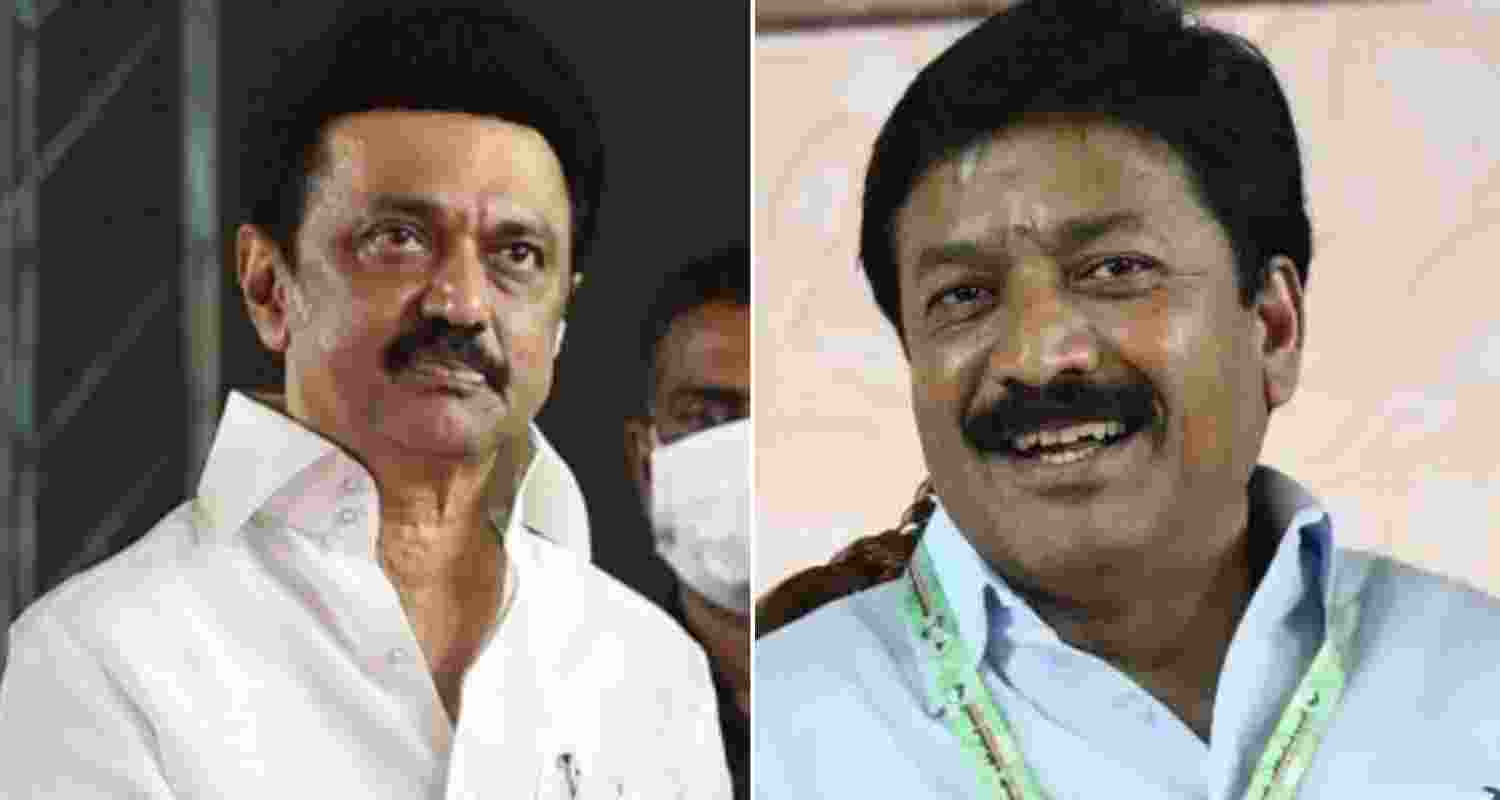 Tamil Nadu CM MK Stalin (left) and former AIADMK Rajya Sabha MP CV Shanmugam. Tamil Nadu CM MK Stalin (left) and former AIADMK Rajya Sabha MP CV Shanmugam.