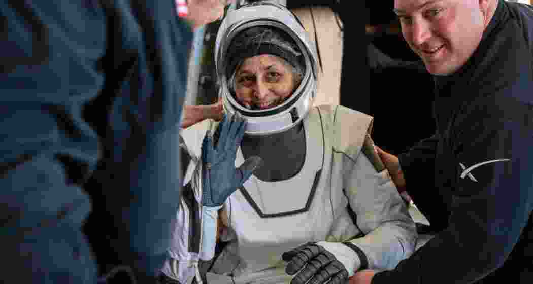 NASA astronaut Suni Williams is helped out of a SpaceX Dragon spacecraft onboard the SpaceX recovery ship MEGAN after she, NASA astronaut Nick Hague, and Butch Wilmore, and Roscosmos cosmonaut Aleksandr Gorbunov landed in the water off the coast of Tallahassee, Florida, Tuesday, March 18, 2025. Hague, Gorbunov, Williams, and Wilmore are returning from a long-duration science expedition aboard the International Space Station. (NASA/Keegan Barber via PTI Photo) NASA astronaut Suni Williams is helped out of a SpaceX Dragon spacecraft onboard the SpaceX recovery ship MEGAN after she, NASA astronaut Nick Hague, and Butch Wilmore, and Roscosmos cosmonaut Aleksandr Gorbunov landed in the water off the coast of Tallahassee, Florida, Tuesday, March 18, 2025. Hague, Gorbunov, Williams, and Wilmore are returning from a long-duration science expedition aboard the International Space Station. (NASA/Keegan Barber via PTI Photo)