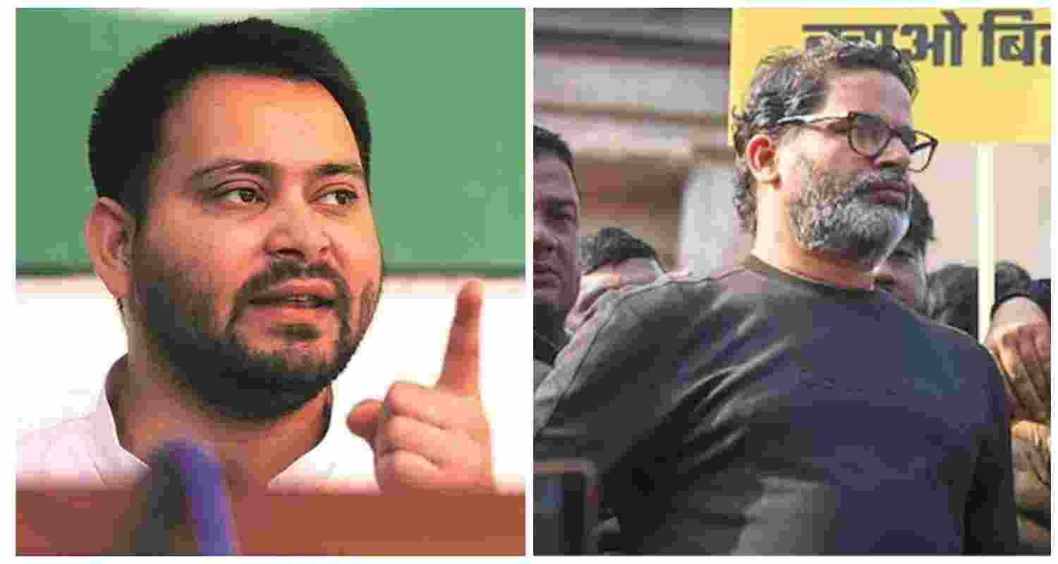 RJD leader Tejashwi Yadav (L), political strategist and Jan Suraaj Party supremo Prashant Kishor (R). RJD leader Tejashwi Yadav (L), political strategist and Jan Suraaj Party supremo Prashant Kishor (R).